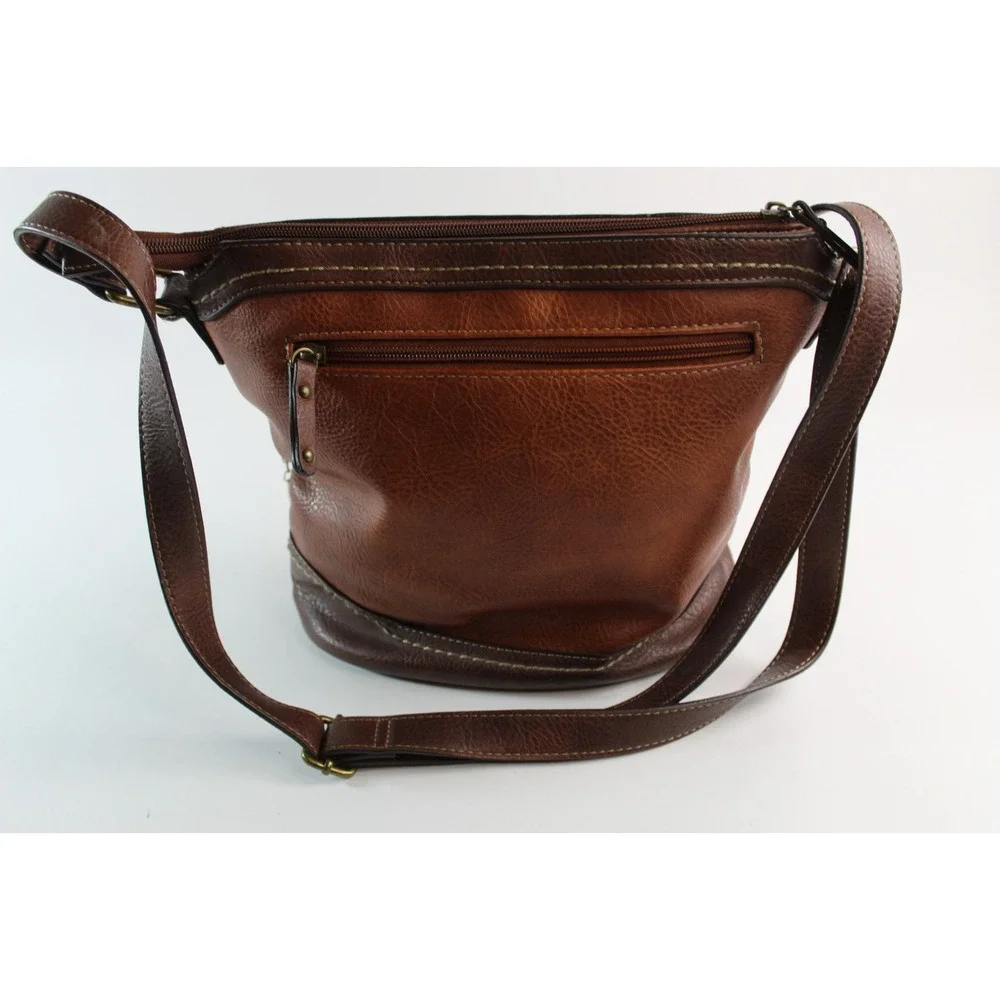 b.o.c. Born Concept Cognac Brown Faux Leather Crossbody Bag Patchwork Style